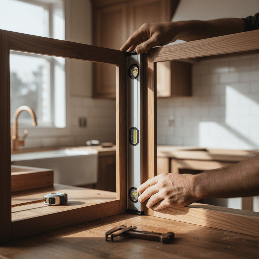 Cabinet installation with precision measurement
