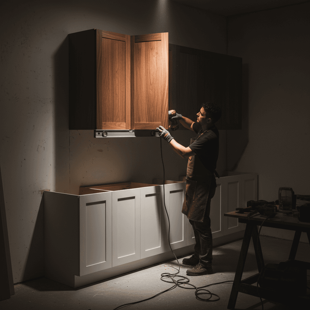 Cabinet installation in progress
