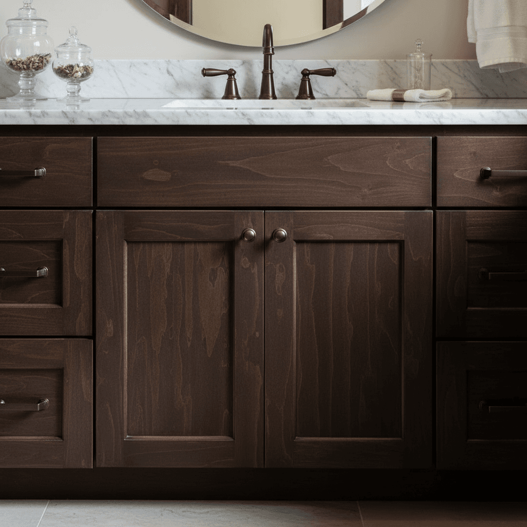 Custom bathroom vanity cabinet installation