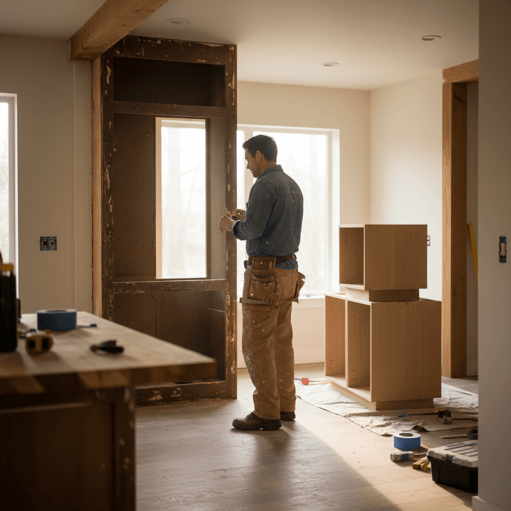 Cabinet replacement project in a kitchen remodel