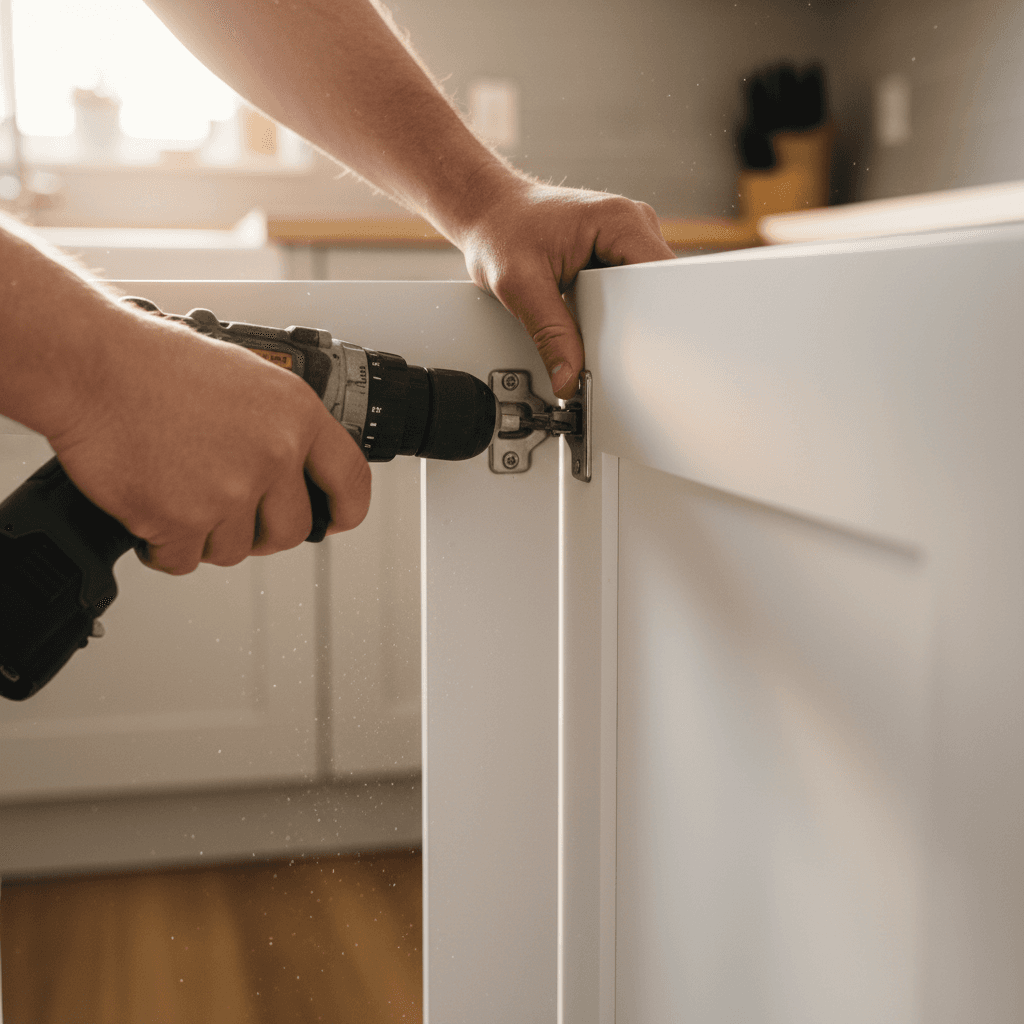 Cabinet installation with precise door alignment