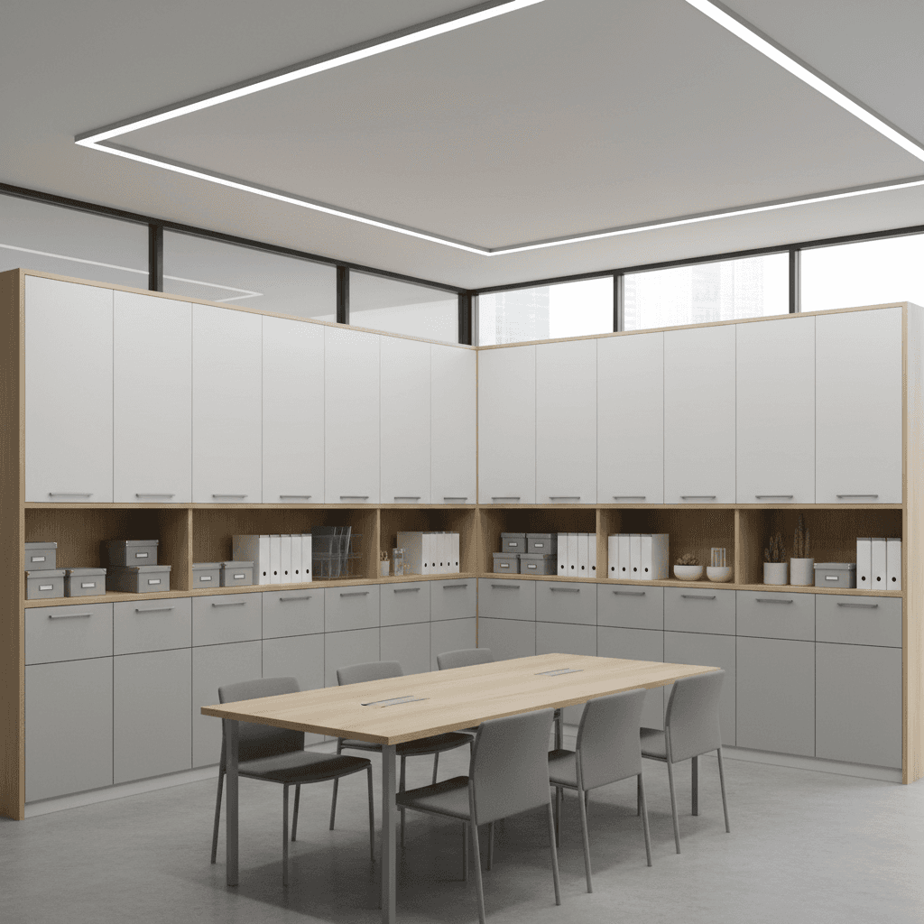 Commercial cabinet installation in office space