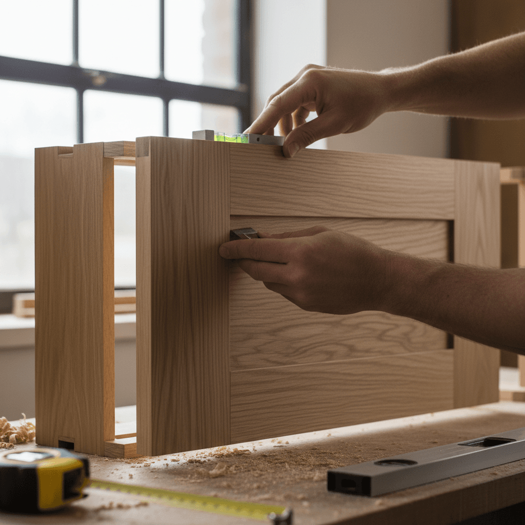 Cabinet door alignment and installation detail