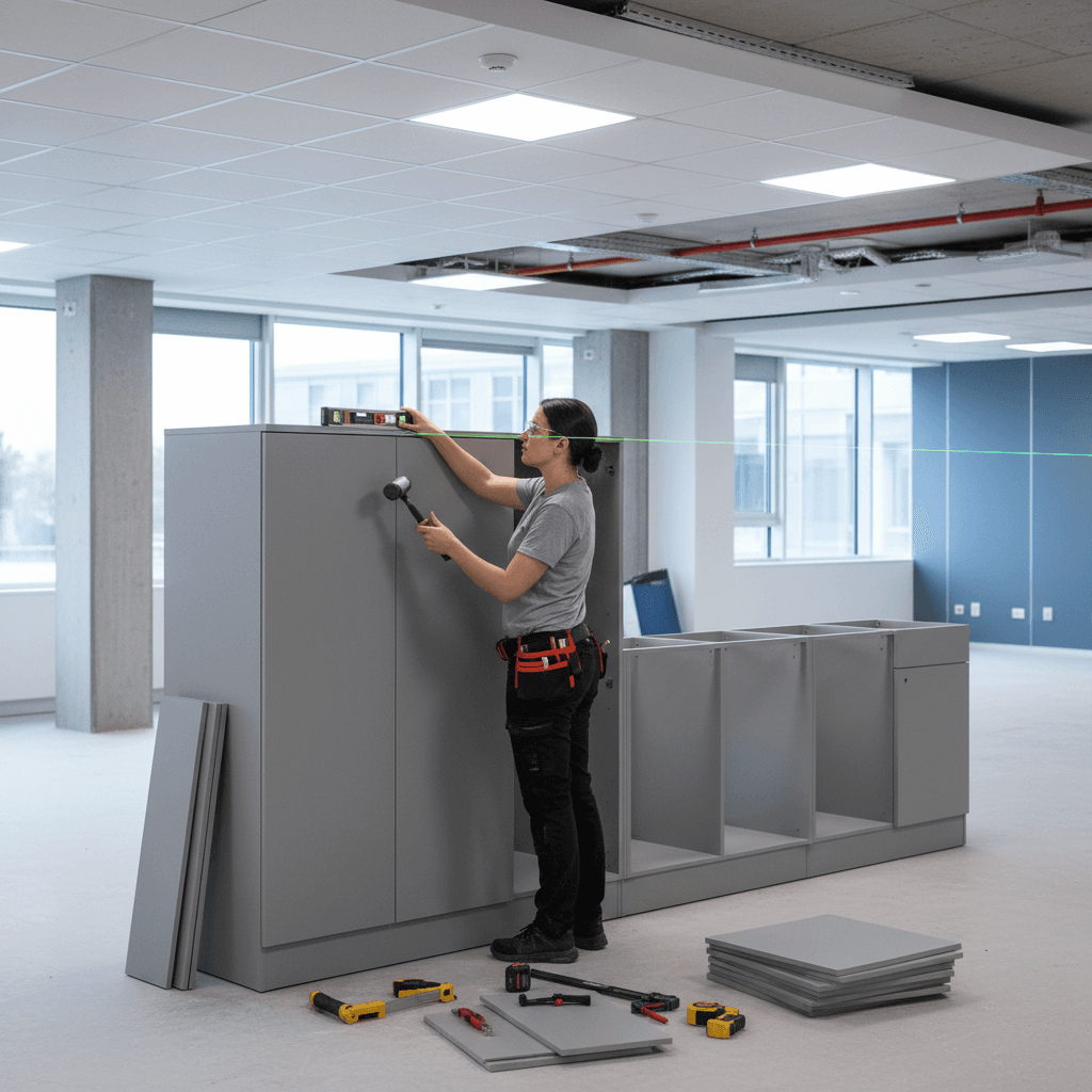 Commercial cabinet installation in office space