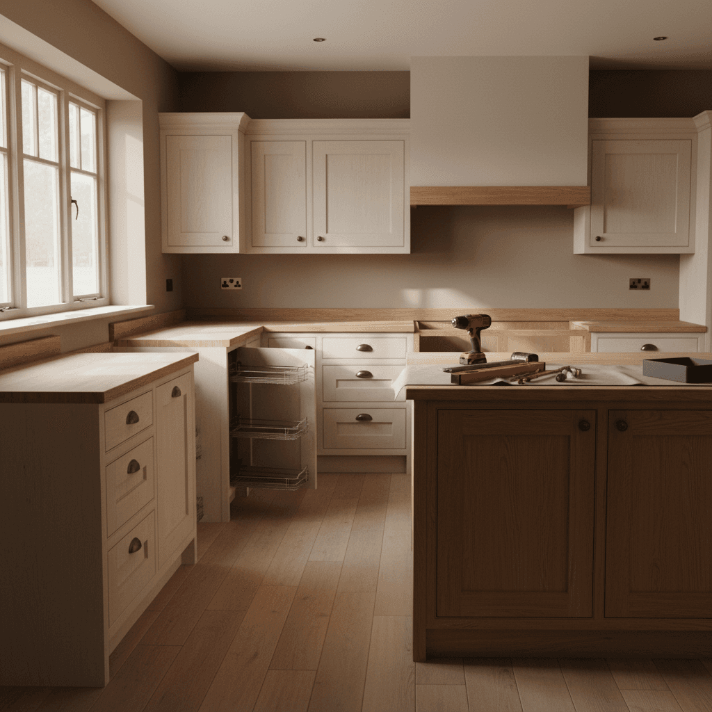 Custom cabinet layout in residential kitchen