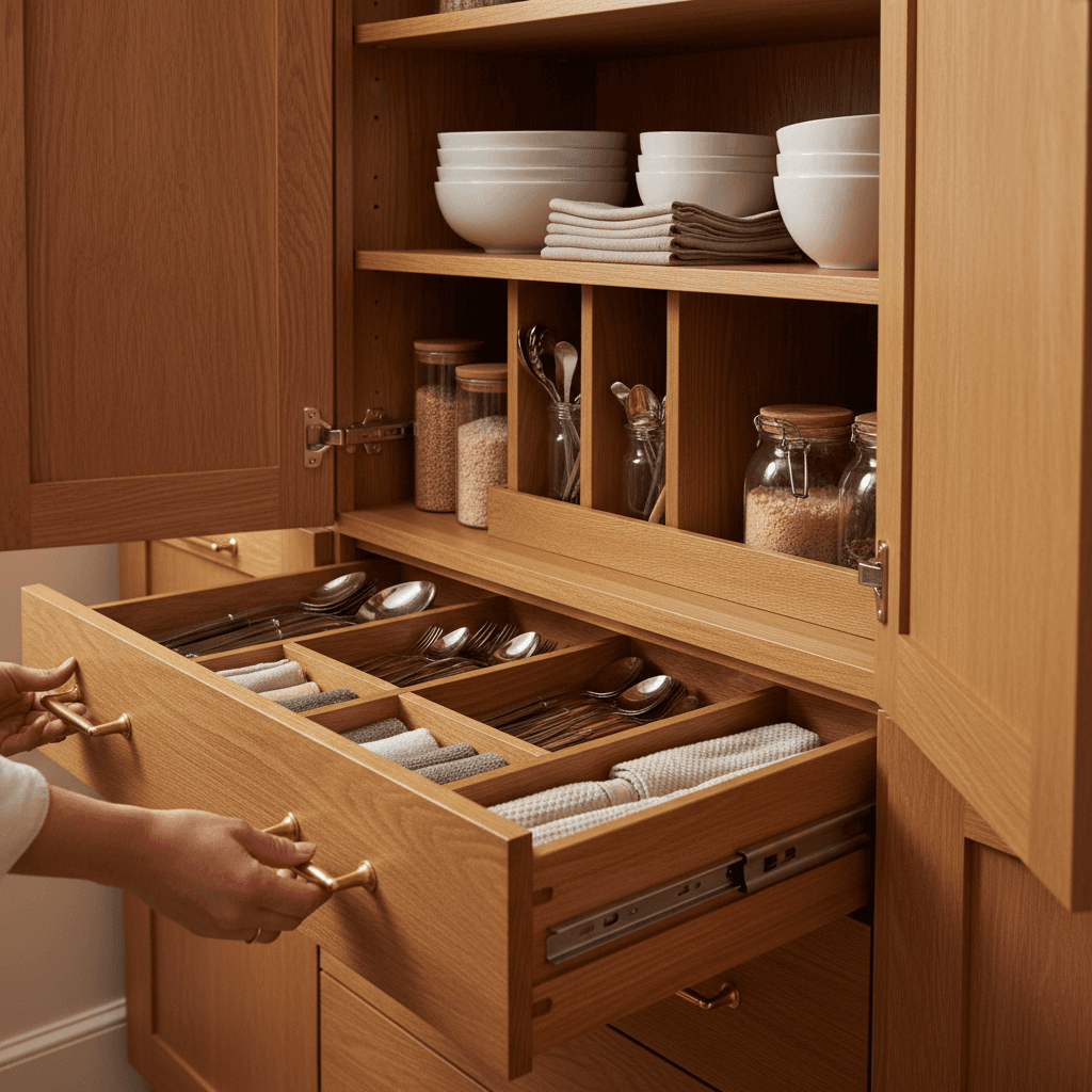 Functional cabinet interior design and storage